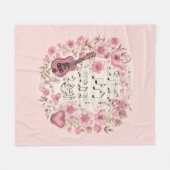 Muzieknoten en Bloemen Retro Stijl Fleece Deken (Voorkant (Horizontaal))