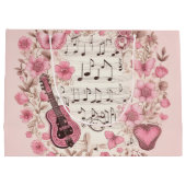 Muzieknoten en Bloemen Retro Stijl Groot Cadeauzakje (Achterkant)