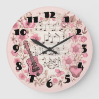 Muzieknoten en Bloemen Retro Stijl