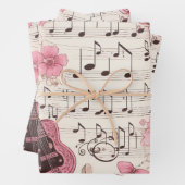 Muzieknoten en Bloemen Retro Stijl Inpakpapier Vel (In situ)