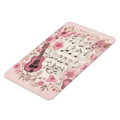 Muzieknoten en Bloemen Retro Stijl Magneet (Linkerzijde)