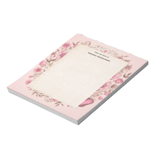 Muzieknoten en Bloemen Retro Stijl Notitieblok (Linkerzijde)