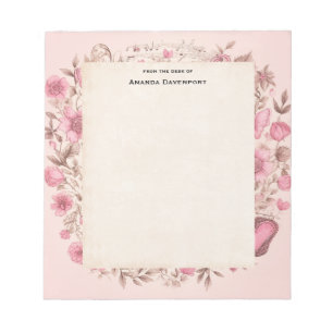 Muzieknoten en Bloemen Retro Stijl Notitieblok