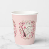 Muzieknoten en Bloemen Retro Stijl Papieren Bekers (Achterkant)