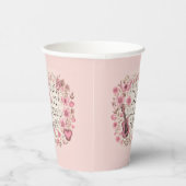 Muzieknoten en Bloemen Retro Stijl Papieren Bekers (Rechts)