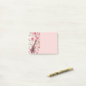 Muzieknoten en Bloemen Retro Stijl Post-it® Notes (Op bureau)