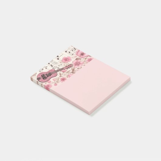 Muzieknoten en Bloemen Retro Stijl Post-it® Notes (Schuin)