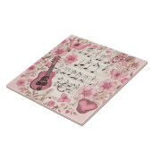 Muzieknoten en Bloemen Retro Stijl Tegeltje (Zijkant)