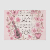 Muzieknoten en Bloemen Retro Stijl Tissuepapier (Voorkant)