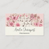 Muzieknoten en Bloemen Retro Stijl Visitekaartje (Voorkant)
