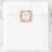 Muzieknoten en Bloemen Retro Style Keuken Vierkante Sticker (Tas)