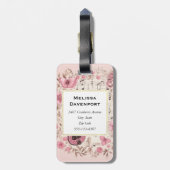 Muzieknoten en Bloemen Retro Style Monogram Bagagelabel (Achterkant verticaal)