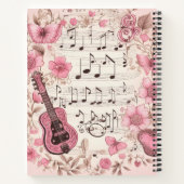 Muzieknoten en Bloemen Retro Style Monogram Notitieboek (Achterkant)