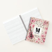 Muzieknoten en Bloemen Retro Style Monogram Notitieboek (Binnen)