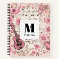 Muzieknoten en Bloemen Retro Style Monogram