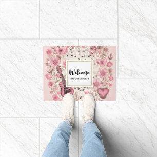 Muzieknoten en Bloemen Retro Style Welkom Deurmat
