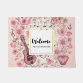 Muzieknoten en Bloemen Retro Style Welkom Deurmat (Voorkant)