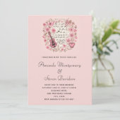 Muzieknoten en bloemen  stijl bruiloft kaart (Staand voorkant)