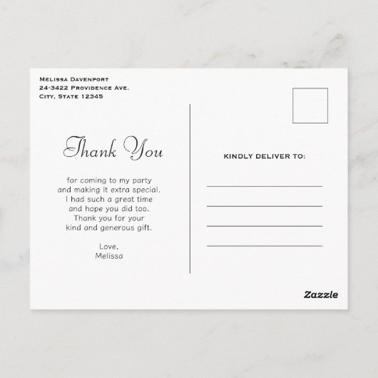 Muzieknoten en bloemen  stijl dank u briefkaart (Achterkant)