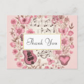 Muzieknoten en bloemen  stijl dank u briefkaart (Voorkant)