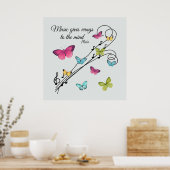 Muzieknoten en botervliegen poster (Keuken)
