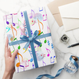 Muzieknoten en bubbels cadeaupapier