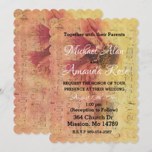 Muzieknoten en Daisy Wedding Invitation Kaart