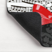 Muzieknoten en faux red ribbon muismat (Hoek)