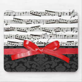 Muzieknoten en faux red ribbon muismat