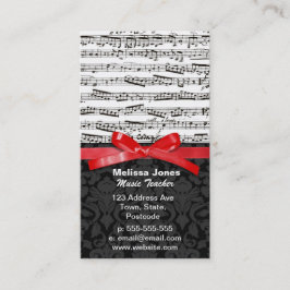 Muzieknoten en faux red ribbon visitekaartje