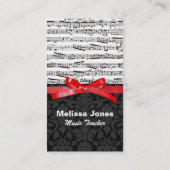 Muzieknoten en faux red ribbon visitekaartje (Achterkant)