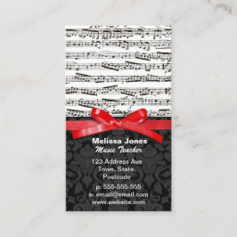 Muzieknoten en faux red ribbon visitekaartje
