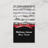 Muzieknoten en faux-rode lintbogen visitekaartje (Achterkant)