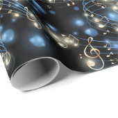 Muzieknoten en feestverlichting cadeaupapier (Rol Hoek)