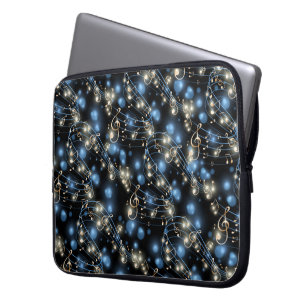 Muzieknoten en feestverlichting laptop sleeve