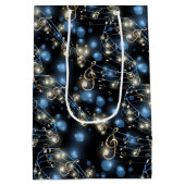 Muzieknoten en feestverlichting medium cadeauzakje (Achterkant)