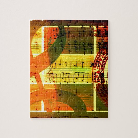 muzieknoten en gitaar legpuzzel (Verticaal)