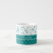 muzieknoten en het Patroon van het Hart Blauwgroen Espresso Kop (Voorkant)