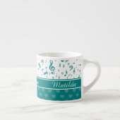 muzieknoten en het Patroon van het Hart Blauwgroen Espresso Kop (Rechts)