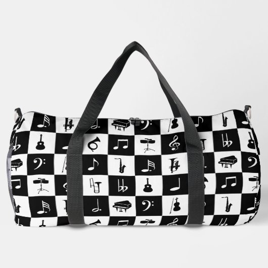 Muzieknoten en Instrumenten op pleinen Plunjezak (Achterkant)