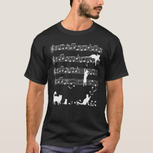 Muzieknoten en katten binden kleurstof katten spel t-shirt