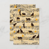 Muzieknoten en kittens bedankkaart (Voorkant / Achterkant)