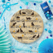 Muzieknoten en kittens papieren bordje (Feest)