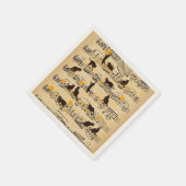 Muzieknoten en kittens servet (Hoek)