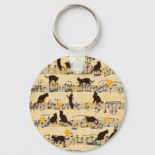 Muzieknoten en kittens sleutelhanger