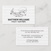 Muzieknoten en muziekbladen visitekaartje (Voorkant / Achterkant)