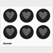 Muzieknoten en muzieksymbolen Hartmuziek Ronde Sticker (Vel)