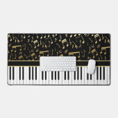 Muzieknoten en Piano Zwart en Goud gekleurd Bureaumat (Keyboard & Muis)