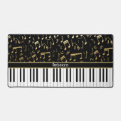 Muzieknoten en Piano Zwart en Goud gekleurd Bureaumat (Voorkant)