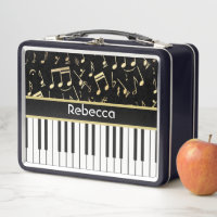 Muzieknoten en pianoketoetsen, zwart en goud